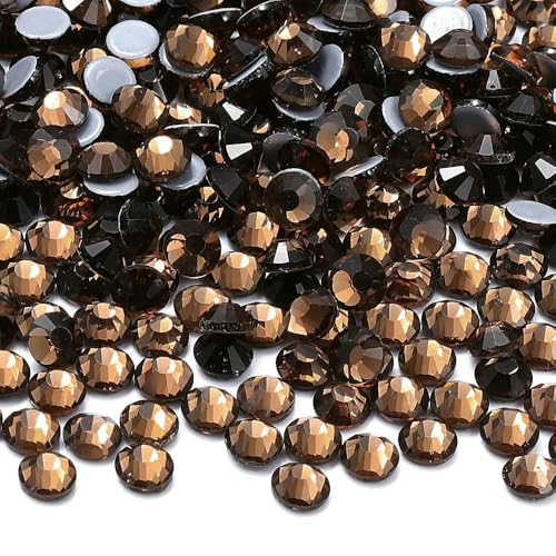 Mehrfarbige SS6-SS30 Glaskristall-Hotfix-Strasssteine zum Aufbügeln, flache Rückseite, für DIY-Nagelkunst, Stoff, Kleidung, Dekoration – Rauchtopas – SS20 – 1440 Stück von QOVBD