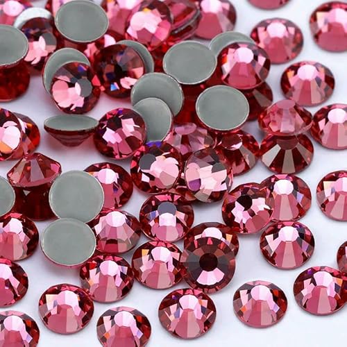 Mehrfarbige SS6-SS30 Kristallglas-Glitzer-Strasssteine mit flacher Rückseite, Hotfix-Strasssteine für Nagelkunst, Nähen und Stoffdekoration, Rose, SS30, 288 Stück von QOVBD