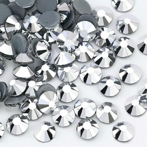 Mehrfarbige SS6-SS30 Kristallglas-Glitzer-Strasssteine mit flacher Rückseite, Hotfix-Strasssteine für Nagelkunst, Nähen und Stoffdekoration, Silber, SS20, 1440 Stück von QOVBD