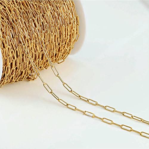 Meter/Los Edelstahl-Langrahmenketten DIY Halskette Armband Zubehör Kette Flache runde Gliederkette zur Schmuckherstellung-Bogengold 3x9mm Meter/Los Edelstahl-Langrahmenketten DIY Halskette Armband Zubehör Kette Flache runde Gliederkette zur Schmuckherstellung-Bogengold 3x9mm von QOVBD