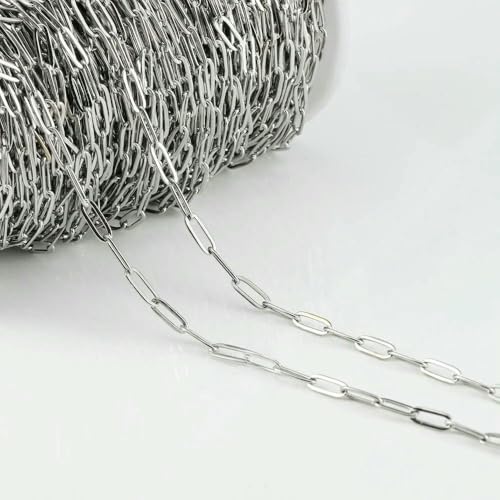 Meter/Los Edelstahl-Langrahmenketten DIY Halskette Armband Zubehör Kette Flache runde Gliederkette zur Schmuckherstellung-Flachstahl 3x9mm Meter/Los Edelstahl-Langrahmenketten DIY Halskette Armband Zubehör Kette Flache runde Gliederkette zur Schmuckherstellung-Flachstahl 3x9mm von QOVBD