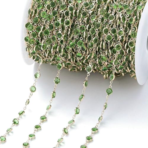 Meter/Rolle, 6 mm, bunte Kristallperlen, Perlenkette, Glasperlen, KC-Gold, Halsketten-Kettenzubehör für DIY-Schmuckherstellung, Basteln, Stil 08, 1 Meter Meter/Rolle, 6 mm, bunte Kristallperlen, Perlenkette, Glasperlen, KC-Gold, Halsketten-Kettenzubehör für DIY-Schmuckherstellung, Basteln, Stil 08, 1 Meter von QOVBD