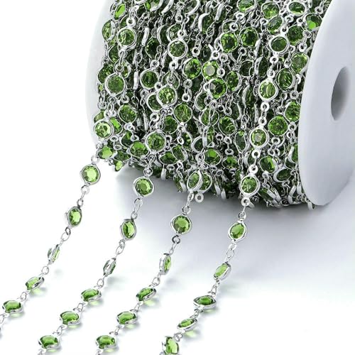 Meter/Rolle, 6 mm, bunte Kristallperlen, Perlenkette, Glasperlen, KC-Gold, Halsketten-Kettenzubehör für DIY-Schmuckherstellung, Basteln, Stil 09, 1 Meter von QOVBD