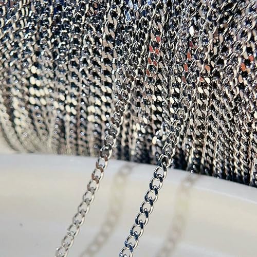 Meter Edelstahl-Schmuckzubehörketten, kein Verblassen, goldfarbene Kette, Halskette, Armbandkomponenten, Zubehör für Schmuck, O-Stahl, 2,5 mm Meter Edelstahl-Schmuckzubehörketten, kein Verblassen, goldfarbene Kette, Halskette, Armbandkomponenten, Zubehör für Schmuck, O-Stahl, 2,5 mm von QOVBD
