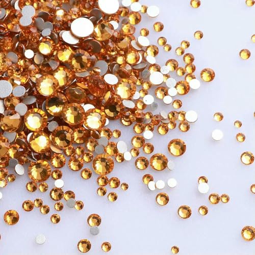 Mix-Größen, Silber, Flatback SS3–SS20, 1440 Stück, Glas-Strasssteine, Kristall, nicht zum Hotfixieren, für DIY-Nagelkunst, Topas, Mix-Größen, 1440 Stück von QOVBD