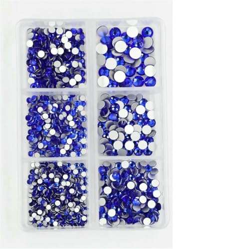 Mix Größen 1200 Stück SS6-SS20 Glaskristall Nicht Hot Fix Strass Flatback 3D Nail Art Strass Dekorationen für Kleidungsstücke-Saphir von QOVBD