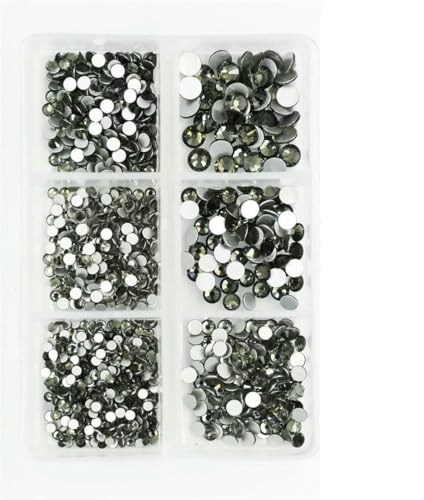Mix Größen 1200 Stück SS6-SS20 Glaskristall Nicht Hot Fix Strass Flatback 3D Nail Art Strass Dekorationen für Kleidungsstücke-Schwarzer Diamant von QOVBD