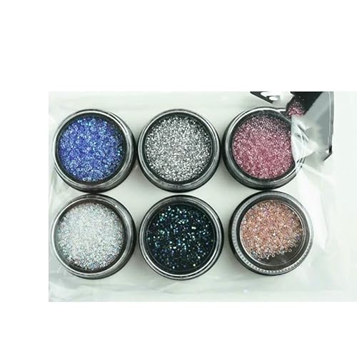 Nagelglasperlen, Diamanten, Pixie-Kristalle, Strasssteine, Glitzer, zum Aufdrücken der Nägel, Glanzsteine, Teile, AB-Farbe, 1,2 mm, Maniküre-Set (6 Farben) von QOVBD