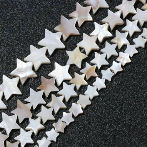 Natürliche Muschelperlen, weiße Perlmuttmuschel, Herz, runde Perlen in Sternform, zur Schmuckherstellung, DIY-Charm-Halskette, Armband, 15-30 Zoll, Sternfo Natürliche Muschelperlen, weiße Perlmuttmuschel, Herz, runde Perlen in Sternform, zur Schmuckherstellung, DIY-Charm-Halskette, Armband, 15-30 Zoll, Sternfo von QOVBD