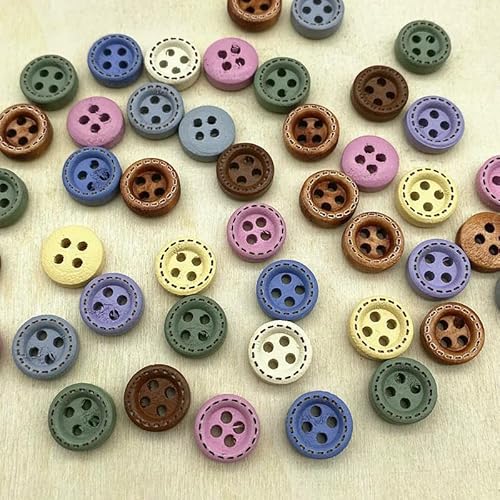 Neue 50 Stück 10 mm 4-Loch Mini-Farbknöpfe Gepunkteter Faden Holzknöpfe Bekleidungszubehör, Hochzeitsdekoration, Nähzubehör-55 Neue 50 Stück 10 mm 4-Loch Mini-Farbknöpfe Gepunkteter Faden Holzknöpfe Bekleidungszubehör, Hochzeitsdekoration, Nähzubehör-55 von QOVBD