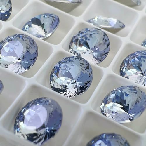 Neue 8 mm, 10 Stück, runde K9-Glassteine mit Vogelnestschliff, Pointback-Edelstein-Kristall-Strass-Perlen für DIY-Nagelkunst-Zubehör – Heller Saphir – 8 mm, 10 Stück von QOVBD