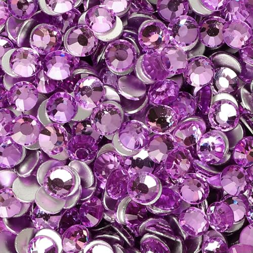 Neue SS6-SS30 Glaskristall-Strasssteine, Glitzer-Strass, flache Rückseite, für DIY-Nagelkunst, Basteldekoration, Lila, SS10, 1440 Stück von QOVBD