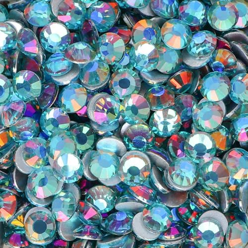 Neue SS6-SS30 Glaskristall-Strasssteine, Glitzer-Strasssteine mit flacher Rückseite für DIY-Nagelkunst, Basteldekoration, Champagner-Aquamarin, SS12, 1440 Stück Neue SS6-SS30 Glaskristall-Strasssteine, Glitzer-Strasssteine mit flacher Rückseite für DIY-Nagelkunst, Basteldekoration, Champagner-Aquamarin, SS12, 1440 Stück von QOVBD