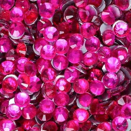 Neue SS6-SS30 Glaskristall-Strasssteine, Glitzer-Strasssteine mit flacher Rückseite für DIY-Nagelkunst, Basteldekoration, Hellfuchsia, SS30, 288 Stück von QOVBD