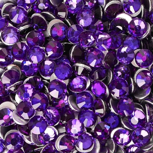 Neue SS6-SS30 Glaskristall-Strasssteine, Glitzer-Strasssteine mit flacher Rückseite für DIY-Nagelkunst, Basteldekoration – Lila – SS30 – 288 Stück von QOVBD
