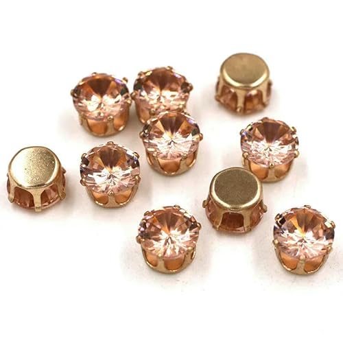 Neue runde Zirkon-Kunstedelstein-Glas-Strasssteine mit goldener Kralle, DIY-Schmuckzubehör, Champagner, 8 mm, 20 Stück von QOVBD