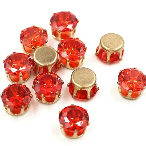 Neue runde Zirkon-Kunstedelstein-Glas-Strasssteine mit goldener Kralle, DIY-Schmuckzubehör, Orangerot, 12 mm, 10 Stück Neue runde Zirkon-Kunstedelstein-Glas-Strasssteine mit goldener Kralle, DIY-Schmuckzubehör, Orangerot, 12 mm, 10 Stück von QOVBD
