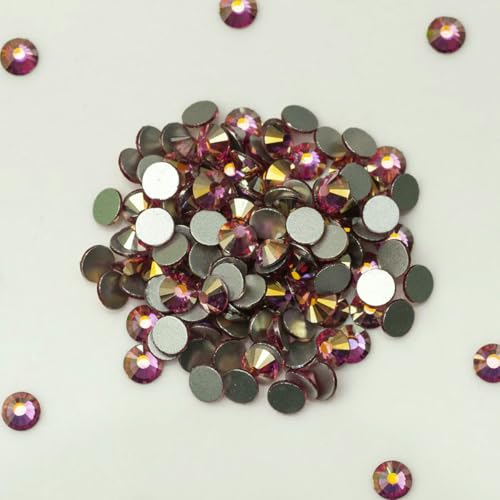 Nicht Hotfix-bunte AB-Kristalle, flache Rückseite, Strass-Kristalle, zum Aufkleben auf Glas-Strasssteine für Nagelkunst-Dekoration, Rose AB-SS16, 1440 Stück von QOVBD