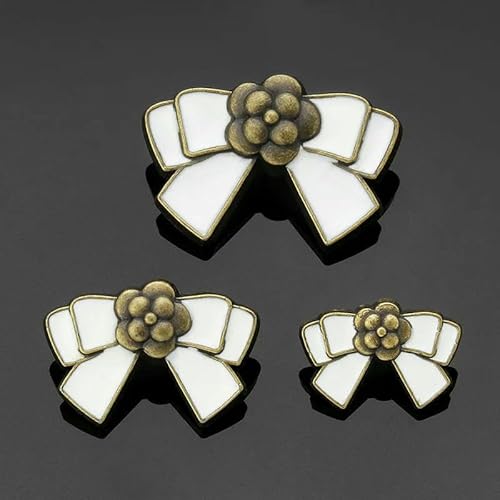 Retro Bow-knot Metal Buttons Flower Shank Button for Women Shirts Coat Sweater Cardigan Decoration Hand Sewing Accessories-A_e-Medium 5PCS von QOVBD