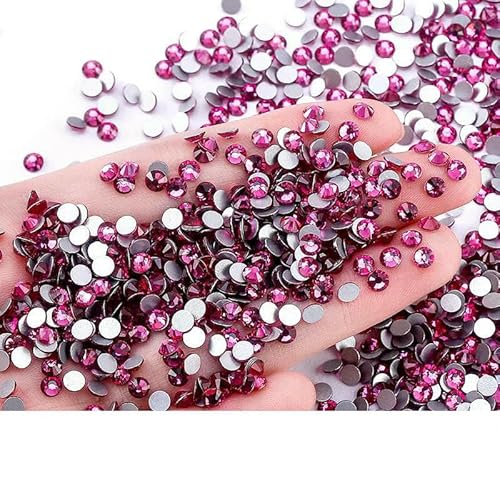 Roter Siam SS4-SS30 Nicht Hotfix-Strassstein, flache Rückseite, Glitzer-Kristall-Strass, zum Aufkleben auf Stein-Strasssteine, Nagelkunst-Dekorationen, Kleidungsstück-Fuchsia-SS20-1440 Stück von QOVBD