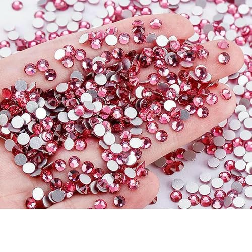Roter Siam SS4-SS30 Nicht Hotfix-Strassstein, flache Rückseite, Glitzer-Kristall-Strass, zum Aufkleben auf Stein-Strasssteine, Nagelkunst-Dekorationen, Kleidungsstück-Rose-SS10-1440 Stück von QOVBD