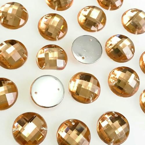 Runde Acryl-Strasssteine zum Aufnähen mit zwei Löchern, DIY-/Kleidungszubehör, 6 mm, 8 mm, 10 mm, 12 mm, 15 mm, Champagner, 10 mm, 100 Stück Runde Acryl-Strasssteine zum Aufnähen mit zwei Löchern, DIY-/Kleidungszubehör, 6 mm, 8 mm, 10 mm, 12 mm, 15 mm, Champagner, 10 mm, 100 Stück von QOVBD