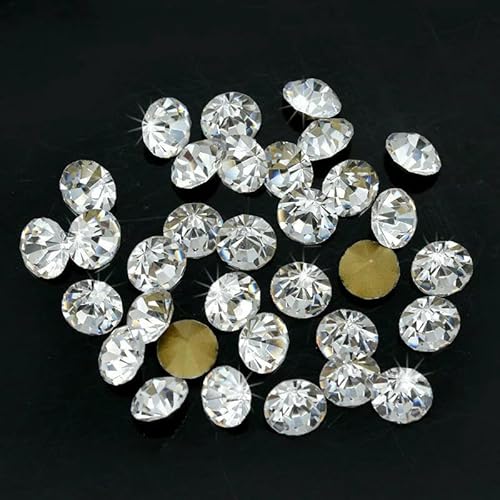 SS1-SS47 glänzender, klarer tschechischer Kristall-Strass, Kegel, rund, spitz, mit Folie auf der Rückseite, Glas-Strassstein, Nagelkunst, Edelstein, Schmuckherstellung, Perle, SS6, 2 mm, 36 Stück SS1-SS47 glänzender, klarer tschechischer Kristall-Strass, Kegel, rund, spitz, mit Folie auf der Rückseite, Glas-Strassstein, Nagelkunst, Edelstein, Schmuckherstellung, Perle, SS6, 2 mm, 36 Stück von QOVBD