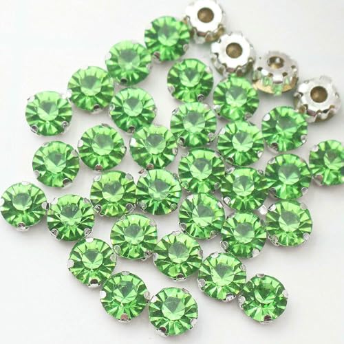 SS12-SS40 Kristallglassteine, silberne Krallenbecher-Strasssteine und Kristalle, Nähen von Strasssteinen für Kleidung, DIY-Stoff, Peridot, 4,0 mm, 100 Stück von QOVBD