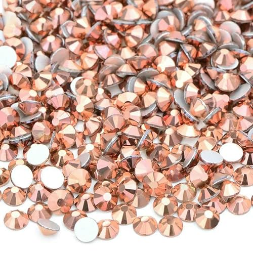 SS16 SS20 SS30 Großes Paket Glas-Strasssteine, flache Rückseite, Diamanten, nicht Hotfix, runde Strasssteine für Nagelkunst, 44 Roségold, SS12, 100 g, 14400 Stück SS16 SS20 SS30 Großes Paket Glas-Strasssteine, flache Rückseite, Diamanten, nicht Hotfix, runde Strasssteine für Nagelkunst, 44 Roségold, SS12, 100 g, 14400 Stück von QOVBD