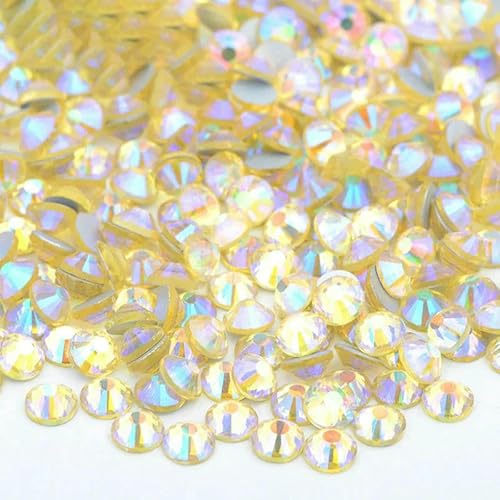 SS16 SS20 SS30 Großes Paket Glas-Strasssteine, flache Rückseite, Diamanten, nicht Hotfix, runde Strasssteine für Nagelkunst, 49 Jonquil AB, SS16, 100 g, 14400 Stück SS16 SS20 SS30 Großes Paket Glas-Strasssteine, flache Rückseite, Diamanten, nicht Hotfix, runde Strasssteine für Nagelkunst, 49 Jonquil AB, SS16, 100 g, 14400 Stück von QOVBD