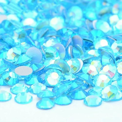 SS16 SS20 SS30 Großes Paket Glas-Strasssteine, flache Rückseite, Diamanten, nicht Hotfix, runde Strasssteine für Nagelkunst, 57 Aquamarin AB, SS20, 100 g, 14400 Stück SS16 SS20 SS30 Großes Paket Glas-Strasssteine, flache Rückseite, Diamanten, nicht Hotfix, runde Strasssteine für Nagelkunst, 57 Aquamarin AB, SS20, 100 g, 14400 Stück von QOVBD