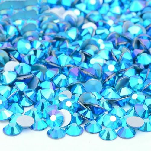 SS16 SS20 SS30 Großes Paket Glas-Strasssteine, flache Rückseite, Diamanten, nicht Hotfix, runde Strasssteine für Nagelkunst, 58 Capril Blue AB-ss8, 100 g, 14400 Stück SS16 SS20 SS30 Großes Paket Glas-Strasssteine, flache Rückseite, Diamanten, nicht Hotfix, runde Strasssteine für Nagelkunst, 58 Capril Blue AB-ss8, 100 g, 14400 Stück von QOVBD