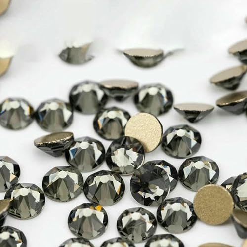SS16-SS30 AAAAA 2088 Strasssteine, Kristall, flache Rückseite, 8 große, 8 kleine, 16-schliffene Steine für Heimwerker, Nagelkunst-Dekoration, 003 Schwarzer Diamant, SS16 (1440 Stück) von QOVBD