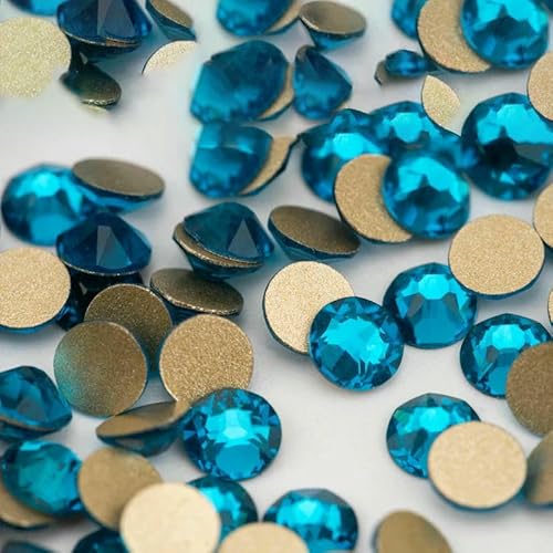 SS16-SS30 AAAAA 2088 Strasssteine, Kristall, flache Rückseite, 8 große, 8 kleine, 16-schliffene Steine für Heimwerker, Nagelkunst-Dekoration, 025 Indicolite-SS20 (1440 Stück) von QOVBD
