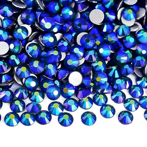 SS3-SS30 Jet Hämatit Farbe Strasssteine Nail Art Flache Rückseite Nicht Hotfix Strasssteine Aufkleben Nail Art Strass Gym Dress F0246-Jet AB-mix ss6-ss20 1440 Stück von QOVBD