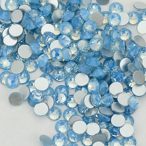 SS3-SS34 Weißer Opal, flache Rückseite, Glas, zum Aufkleben, Strasssteine ohne Hotfix, Kristallsteine für Nagelkunst, Kleidung, Stoffdekor, Blauer Opal, SS4, 1440 Stück von QOVBD