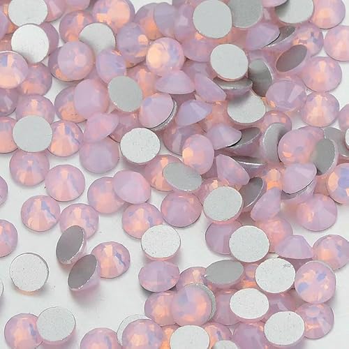 SS3-SS34 Weißer Opal, flache Rückseite, Glas, zum Aufkleben, Strasssteine ohne Hotfix, Kristallsteine für Nagelkunst, Kleidung, Stoffdekor, Pink Opal, SS4, 1440 Stück von QOVBD