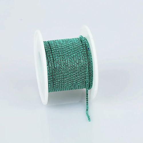 SS4 1,5 mm Kristall-Strassbandkette, Glasbesatz, zum Aufnähen, Kristallbecherkette, Edelstein für DIY-Schmuckzubehör, grüner Zirkon, SS4 (1,5 mm), 9,1 m von QOVBD