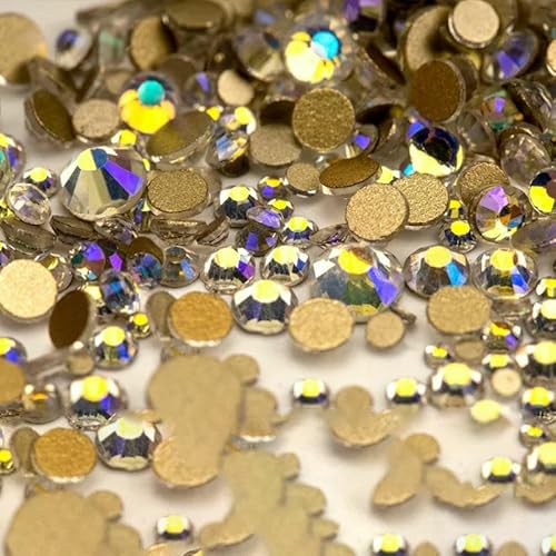 SS4-SS20, gemischte Größen, klarer Kristall, nicht Hotfix, goldfarbene flache Rückseite, Strass-Dekorationen, DIY-Glitzersteine, 3D-Nagelkunst-Zubehör, Mondsc SS4-SS20, gemischte Größen, klarer Kristall, nicht Hotfix, goldfarbene flache Rückseite, Strass-Dekorationen, DIY-Glitzersteine, 3D-Nagelkunst-Zubehör, Mondsc von QOVBD