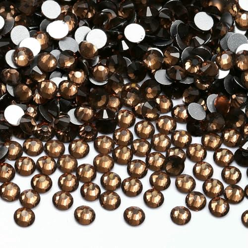 SS4-SS20 1440 Stück Glitzerglas, runde Strasssteine, nicht Hotfix, Kristall-Nagelkunst-Edelsteine für Hochzeitskleider, DIY-Dekoration, Rauchtopas, SS8 (2,3,0 mm–2,5 mm), 1440 Stück von QOVBD