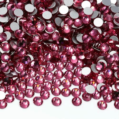 SS4-SS20 1440 Stück Glitzerglas, runde Strasssteine, nicht Hotfix, Kristall-Nagelkunst-Edelsteine für Hochzeitskleider, DIY-Dekoration, Rose, SS12 (3,0 mm-3,2 mm), 1440 Stück von QOVBD