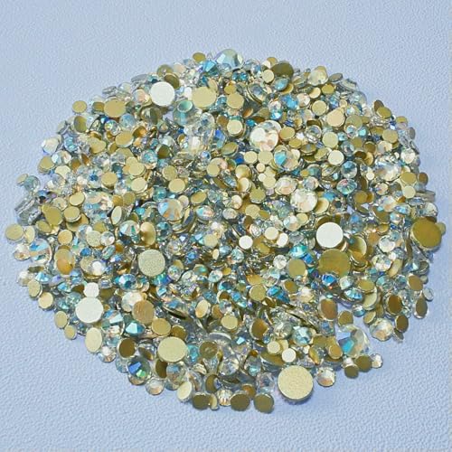SS4-SS20 Mix-Größen, klarer Kristall, nicht Hotfix, goldfarbene flache Rückseite, Strass-Dekorationen, DIY-Glitzersteine, 3D-Nagelkunst-Zubehör – Northlight – Mix-Größen SS3-SS20 von QOVBD