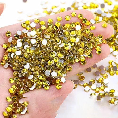 SS4-SS30 Bunte, nicht Hotfix-Strasssteine, Glitzer-Kristall, zum Aufkleben, Strass-Diamant-Strasssteine für Kleidungsstücke, Nagelkunst-Dekorationen-Citrin-SS16-1440 Stück von QOVBD