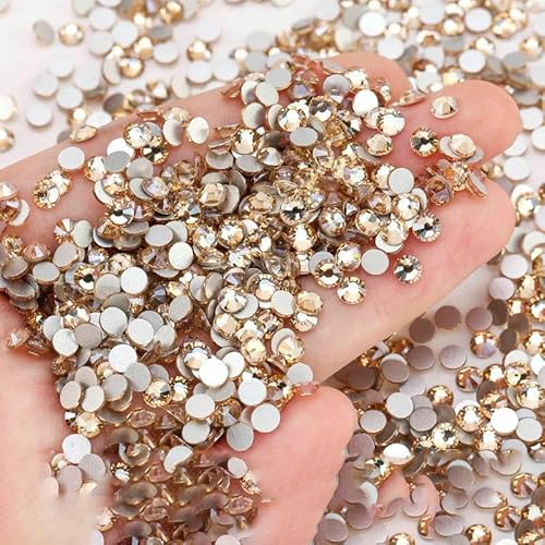 SS4-SS30 Bunte, nicht Hotfix-Strasssteine, Glitzer-Kristall, zum Aufkleben, Strass-Diamant-Strasssteine für Kleidungsstücke, Nagelkunst-Dekorationen-Goldschatten-SS8-1440 Stück von QOVBD