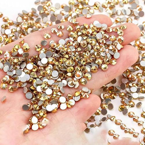 SS4-SS30 Bunte, nicht Hotfix-Strasssteine, Glitzer-Kristall, zum Aufkleben, Strass-Diamant-Strasssteine für Kleidungsstücke, Nagelkunst-Dekorationen - Metall-Sonnenlicht - SS20-1440 Stück von QOVBD