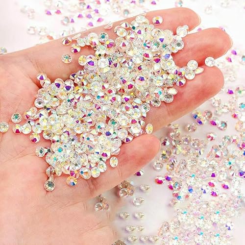 SS4-SS30 Bunte, nicht Hotfix-Strasssteine, Glitzer-Kristall, zum Aufkleben, Strass-Diamant-Strasssteine für Kleidungsstücke, Nagelkunst-Dekorationen-Transparent AB-SS12-1440 Stück von QOVBD