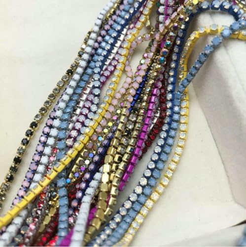 SS6-16 Strass-Cup-Kette, ausgefallene DIY-Kristallbesatz, handgefertigte Handwerksbekleidung, Banding-Zubehör, neue Farben-SS6 ausgefallen-9 Yards Mix von QOVBD