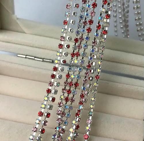 SS6 2 mm Strass-Kettenkette, klares Roségold, blaue Modedekoration, dichter und geschlossener Kleidungsstück-DIY-Kristallbesatz-e1001 Rot Mix-SS6 2 mm-90 cm SS6 2 mm Strass-Kettenkette, klares Roségold, blaue Modedekoration, dichter und geschlossener Kleidungsstück-DIY-Kristallbesatz-e1001 Rot Mix-SS6 2 mm-90 cm von QOVBD