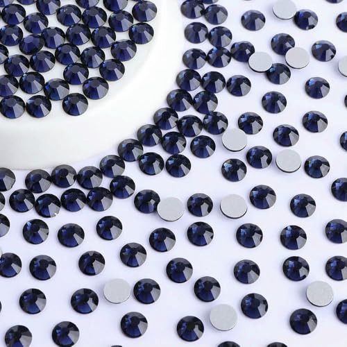 SS6-S30 Hotsale Flatbase Blue Series Glas runde Strasssteine Nail Art Glitzer Kristall Strass zum Basteln Kleidungszubehör-Montana-SS12-1440 Stück von QOVBD