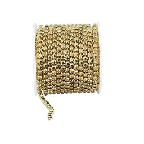 SS6-SS18 Kristall-Strass-Cup-Kette zum Aufnähen auf Glas-Strass-Besatzkette zum Aufkleben auf bunte Cup-Kette für Heimwerker-Aurum (Gold)-SS18-4,4,0 mm-10-Yards-Rolle von QOVBD